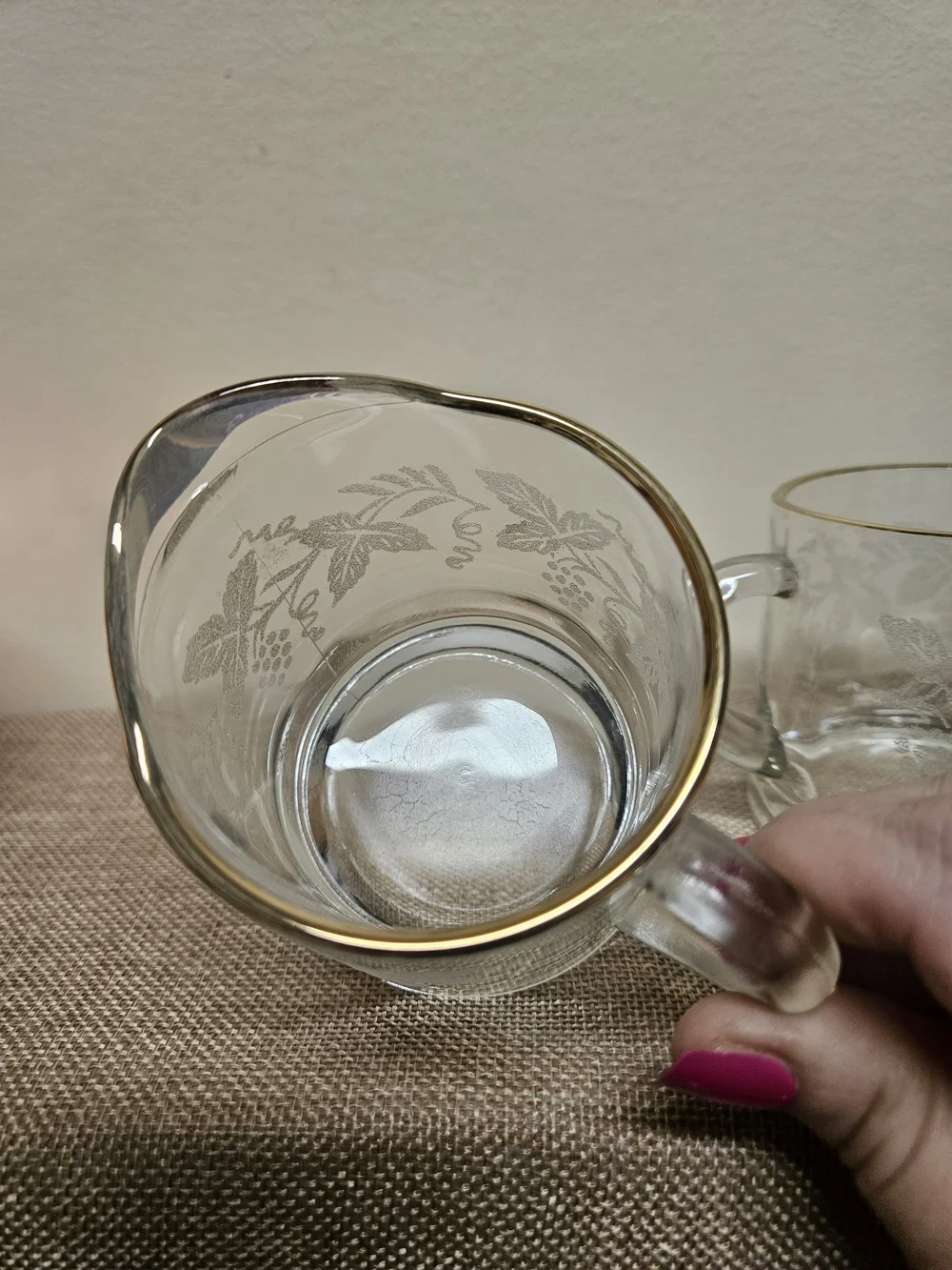 1940's Bartlett Collins‎ Glass Creamer and Sugar Set with Gold Rim